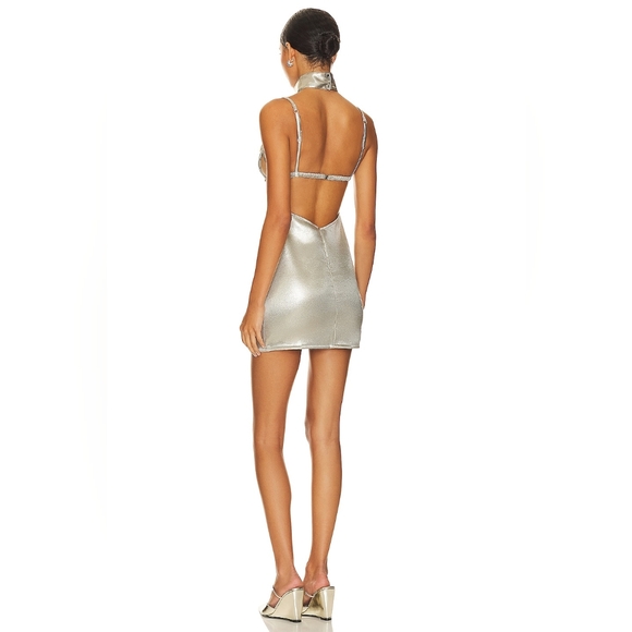15. NWOT AMOR MIA HEARTBREAKER DRESS IN SILVER - Picture 4 of 8